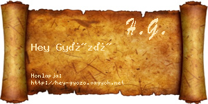 Hey Győző névjegykártya